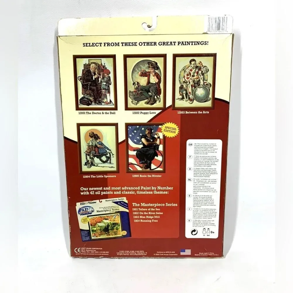 Vintage Paint By Number Norman Rockwell Saturday Evening Post PUPPY LOVE NIB